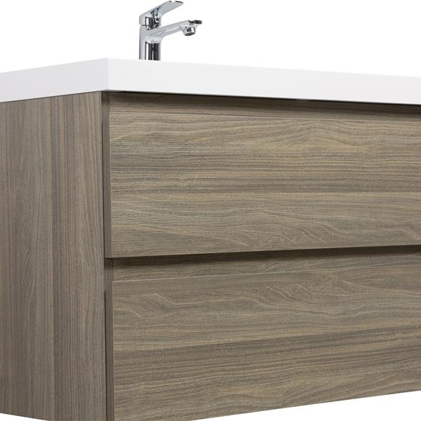 36" Floating Bathroom Vanity with Sink, Modern Wall-Mounted Bathroom Storage Vanity Cabinet with Resin Top Basin and Soft Close Drawers, Ash Grey 24V11-36AG