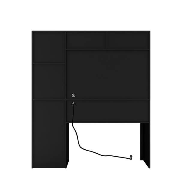 Computer Desk with Hutch & Bookshelf,Wood Executive Desk Teens Student Desk Writing Laptop Home Office Desk with Drawers,3 AC Outlets and 2 USB Charging Ports,Study Laptop Table for Home(Black)