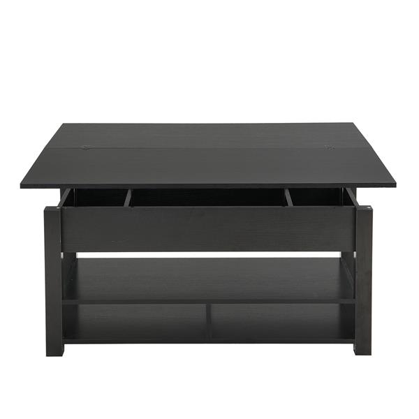 [VIDEO provided] Lift Top Coffee Table, Multi-Functional Coffee Table with Open Shelves, Modern Lift Tabletop Dining Table for Living Room, Home Office, Black