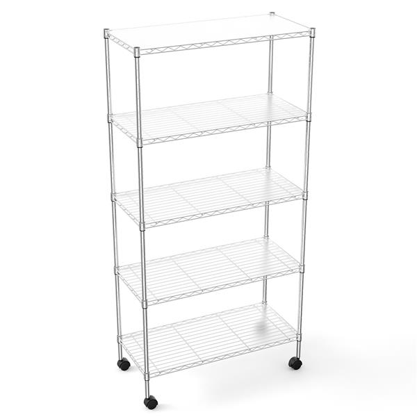 5 Tier Shelf Wire Shelving Unit, NSF Heavy Duty Wire Shelf Metal Large Storage Shelves Height Adjustable Utility for Garage Kitchen Office Commercial Shelving Steel Layer Shelf - Chrome