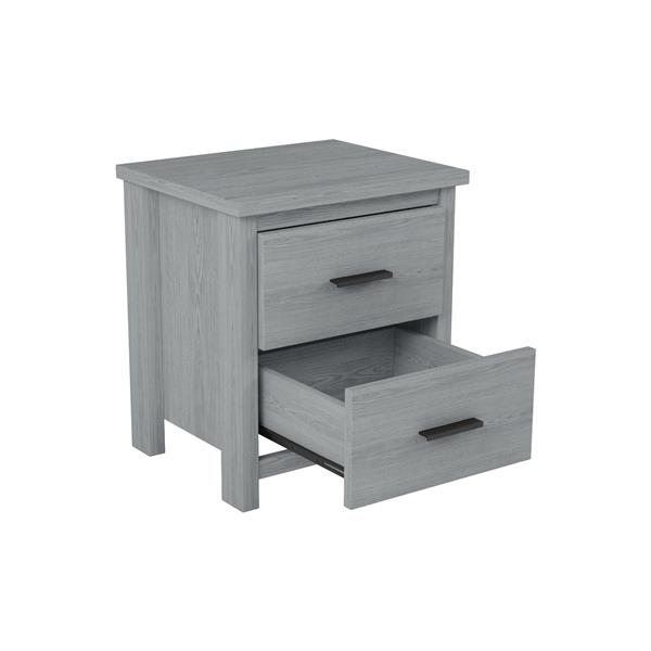 Vintage Two Drawer Wooden Nightstand, Simple and Generous, Large Storage Space,Light Gray