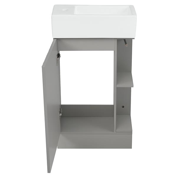 18.6" Bathroom Vanity with Sink, Bathroom Vanity Cabinet with Two-tier Shelf, Left or Right Orientation, Grey