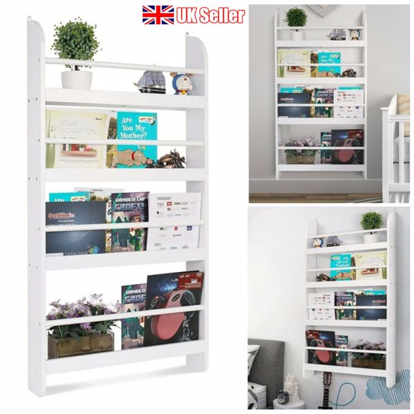 Wall Mounted Children Bookcase Kids Display Bookshelf Storage Unit Shelving Rack