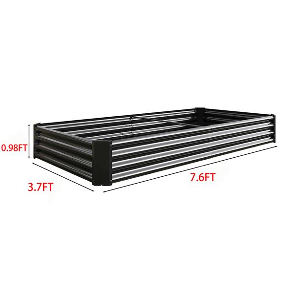 Raised Garden Bed Kit - Metal Raised Bed Garden7.6x3.7x0.98ft for Flower Planters, Vegetables Herb Black