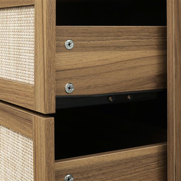 Modern 6 Drawer Dresser Wood Cabinet (Walnut)