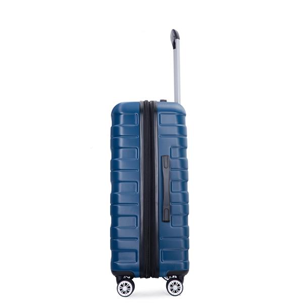 3 Piece Luggage Sets PC Lightweight & Durable Expandable Suitcase with Two Hooks, Double Spinner Wheels, TSA Lock, (21/25/29) Dark Blue