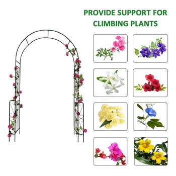 Metal Garden Arch W55\\'\\' x H94.5\\'\\' Garden Arbor Trellis Climbing Plants Support Rose Arch Outdoor Arch Black