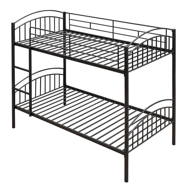 Twin Over Twin Metal Bunk Bed,Divided into Two Beds(Black)