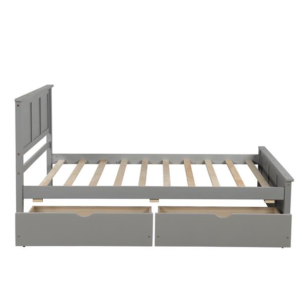 Platform Storage Bed, 2 drawers with wheels, Twin Size Frame, Gray