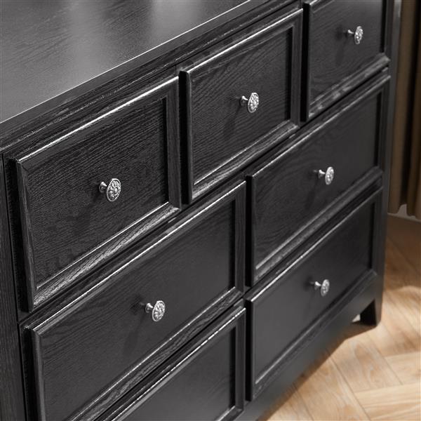 Modern 7 Drawers Dresser 7 Drawers Cabinet,Chest of Drawers Closet Organizers and Storage Clothes Storage Drawers Cabinet for Living Room, Farmhouse Dresser Organizer Black