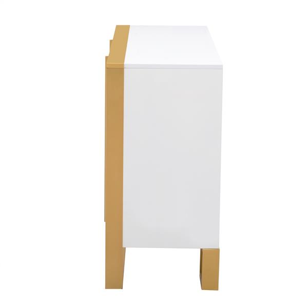 Modern Style 59"L Sideboard with Large Storage Space and Gold Metal Legs for Living Room and Entryway (White)