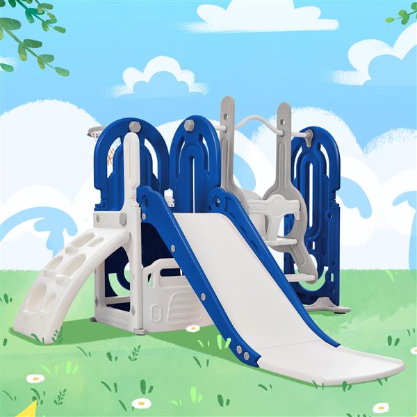 Toddler Slide and Swing Set 5 in 1, Kids Playground Climber Slide Playset with Basketball Hoop  Combination for Babies Indoor & Outdoor