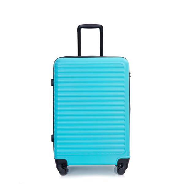 3 Piece Luggage Sets ABS Lightweight Suitcase with Two Hooks, Spinner Wheels, TSA Lock, (20/24/28) Turquoise