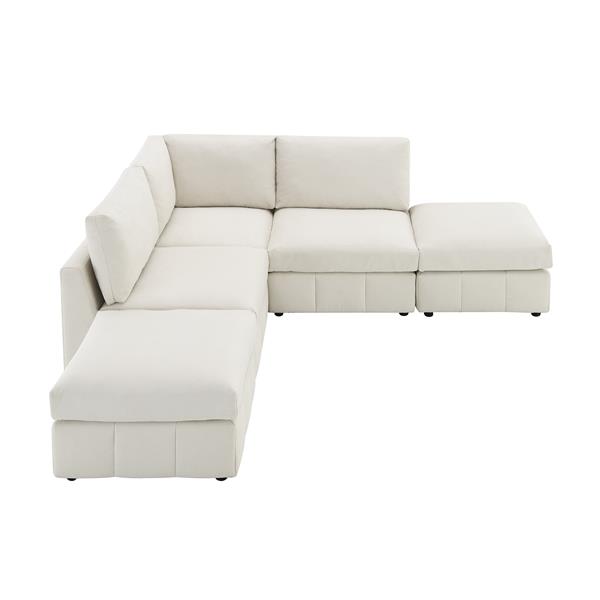 [VIDEO provided][New]93"Modern Sectional Sofa with Vertical Stripes,5-Seat Armless Couch Set with Convertible Ottomans,Various Combinations,L-Shape Indoor Furniture for Living Room,Apartment, 2 Colors