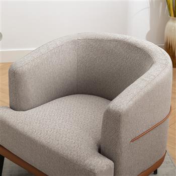 Modern Two-tone Barrel Fabric Chair, Upholstered Round Armchair for Living Room Bedroom Reading Room, Burnt Orange