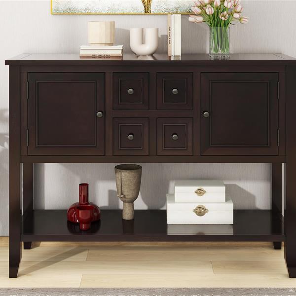 Cambridge Series  Ample Storage Vintage Console Table with Four Small Drawers and Bottom Shelf for Living Rooms, Entrances and Kitchens