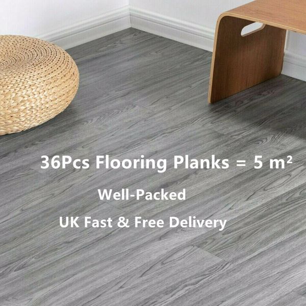 5m² Floor Planks Tiles Self Adhesive Wood Effect Vinyl Flooring Kitchen Bathroom