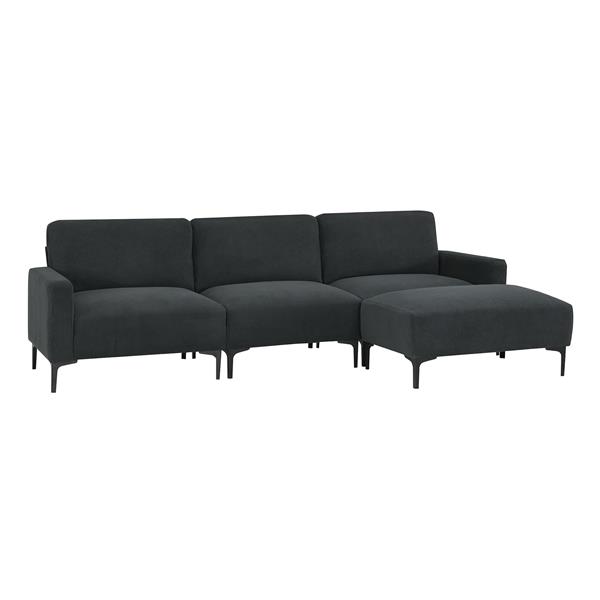 [VIDEO provided] [New] 103.5*59" Modern L-shaped Sectional Sofa, 4-seat Velvet Fabric Couch Set with Convertible Ottoman,Freely Combinable Sofa for Living Room, Apartment, Office,Apartment,2 Colors