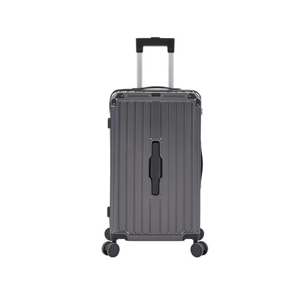 Luggage Set 4 pcs (20"/24"/29"/Travel Bag), PC+ABS Durable Lightweight Luggage with Collapsible Cup Holder, 360° Silent Spinner Wheels, TSA Lock, Gray