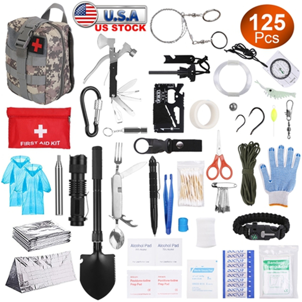  125 in 1 Survival Kits, Gifts for Men, Professional Survival Gear Equipment Tools First Aid Supplies for SOS Emergency Tactical Hiking Hunting Disaster Camping Adventures（No shipments on weekends）