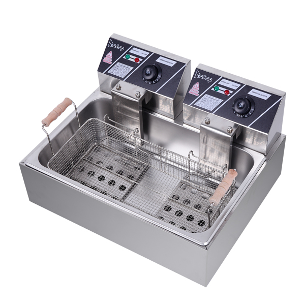 【Replace the old encoding 82308600】Eh83O 110V Oil Consumption 12.7Qt/12L Oil Pan Total Capacity 23.26Qt/22L Stainless Steel Large Single-Cylinder Electric Fryer 5000W Max