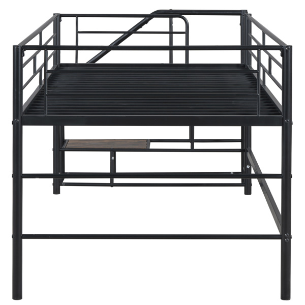 Mid Loft Bed with Storage stairs, Twin, Black