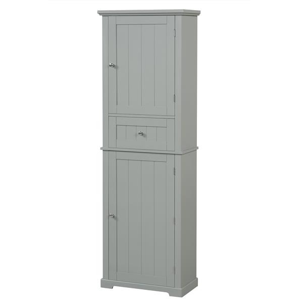 Tall Bathroom Storage Cabinet, Freestanding Storage Cabinet with Drawer and Adjustable Shelf, MDF Board with Painted Finish, Grey