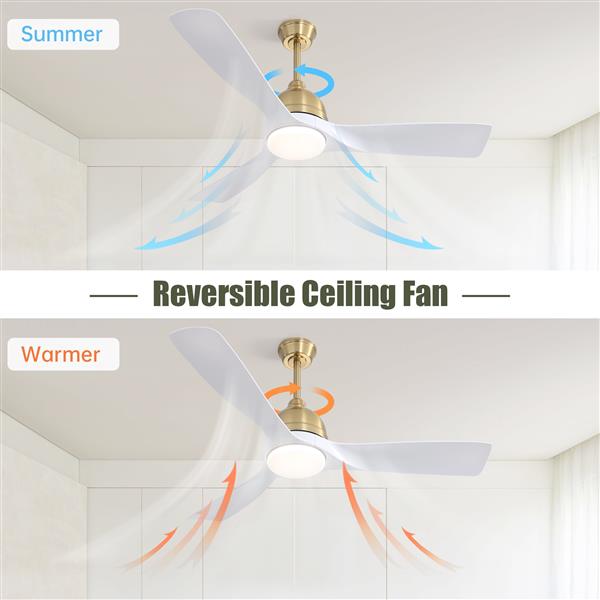 54 Inch Modern ABS Ceiling Fan 6 Speed Remote Control Dimmable Reversible DC Motor With Light and Smart APP Control