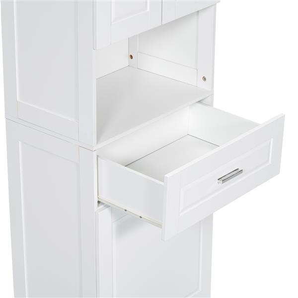 Tall Bathroom Cabinet with Laundry Basket, Large Storage Space Tilt-Out Laundry Hamper and Upper Storage Cabinet, White