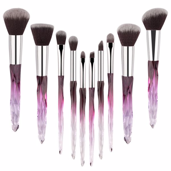 10Pcs Makeup Brushes Professional Big Powder Foundation Crystal Handle Brush UK