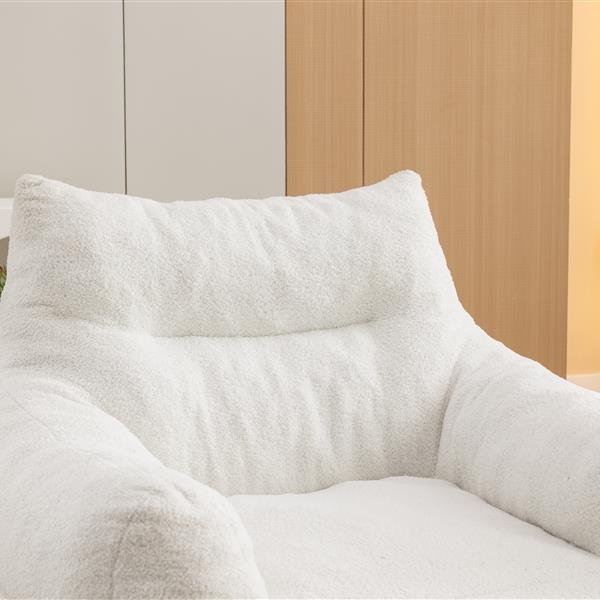 054-Large Size Teddy Fabric Bean Bag Chair Lazy Sofa Chair Sponge filling For Indoor,Ivory