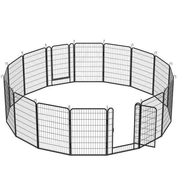 16 Panels Heavy Duty Metal Playpen with door,39.37"H Dog Fence Pet Exercise Pen for Outdoor