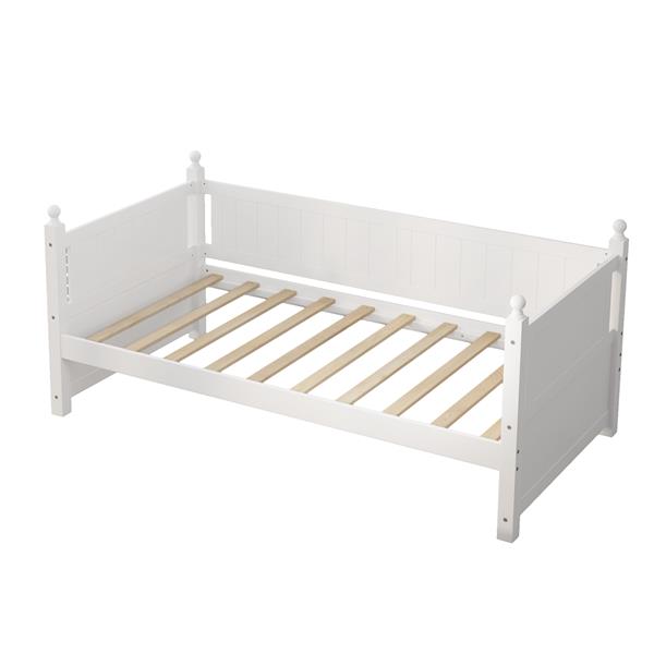 Twin Size Solid Wood Daybed with 2 drawers for Limited Space Kids, Teens, Adults, No Need Box Spring, White