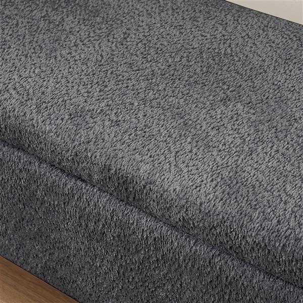 Ottoman Oval Storage Bench 3D Lamb Fleece Fabric  Bench with Large Storage Space for the Living Room, Entryway and Bedroom,Dark,Grey