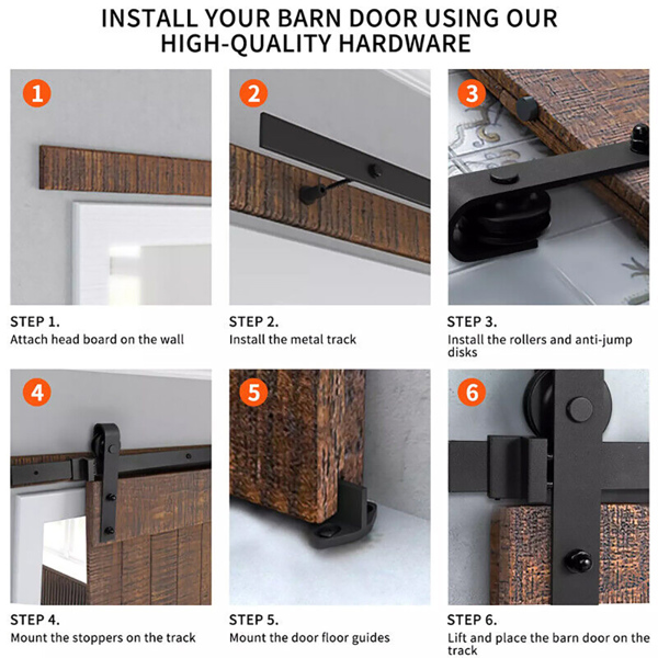 6.6FT Sliding Wood Barn Door Track System Kit Hardware Set Stainless Steel