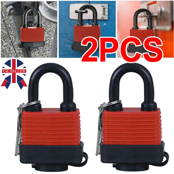 2 X Heavy Duty Weatherproof Padlock Outdoor Shed Security Anti Rust With Keys UK