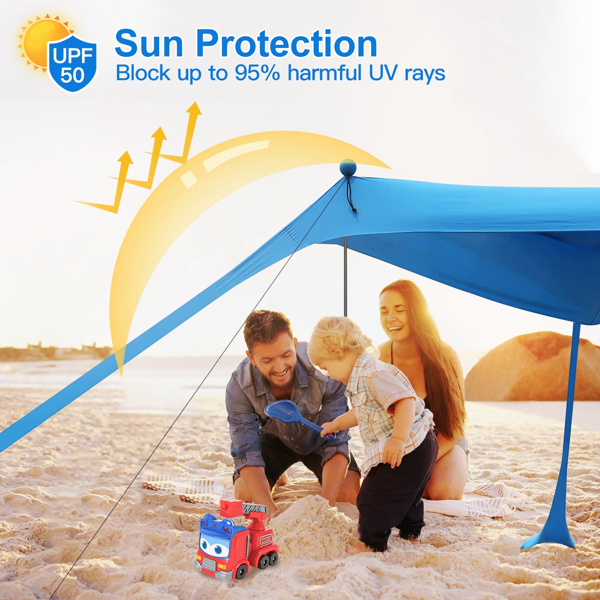 Beach Tent Canopy Pop Up Shade 10x10ft Sun Shelter Portable Family UPF50+ with 4 Sandbags-4 Aluminum Poles-4 x Ropes-Carrying Bag for Outdoor Camping Fishing Backyard Picnic（No shipments on weekends）