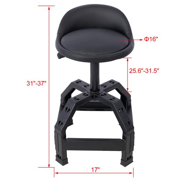 Pneumatic 360 Degree Swivel Stool, Mechanics Rolling Creeper Seat, Heavy Duty  Mechanics Stool,black