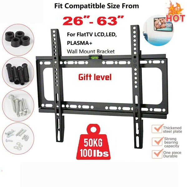 TV WALL BRACKET MOUNT SLIM FOR 26 30 32 40 42 50 63 INCH FLAT 3D LCD LED PLASMA