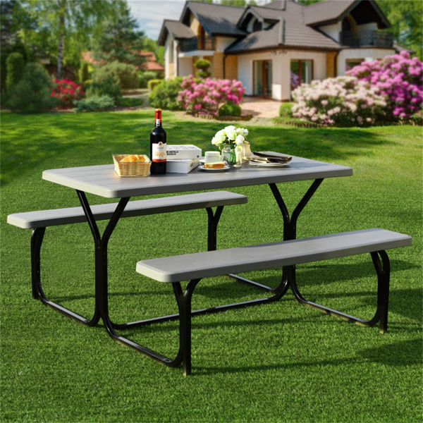 Picnic Table Bench Set Gray