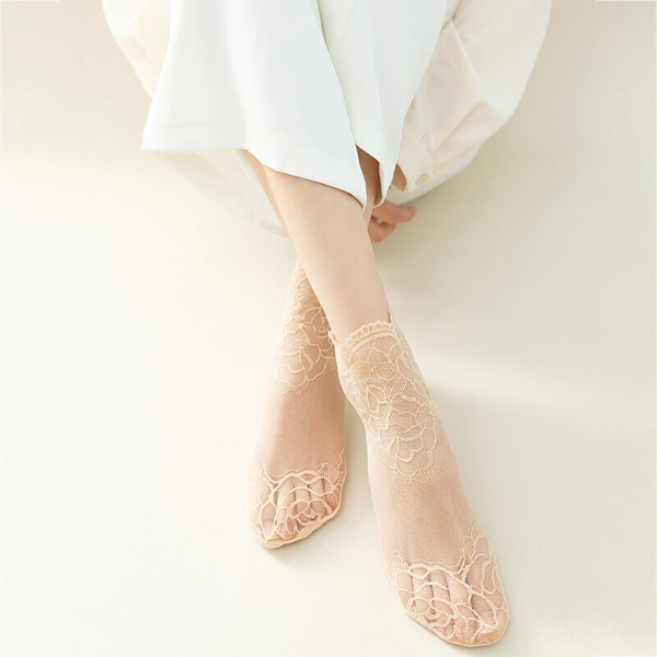 Women Ladies Lace Ankle Sexy Ankle Socks Stocking Floral Elegant Sheer Thin UK