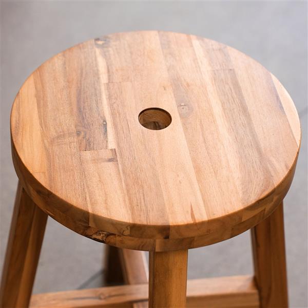 Acacia Wood Stool Round Top Chairs Best Ideas End Tables For Sofas Sub-stool for Living Room Bedside Strong Weight Capacity Upto 250 LBS, Natural Color