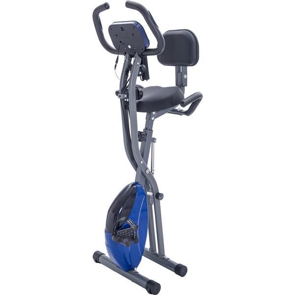 Folding Exercise Bike, Fitness Upright and Recumbent with 16-Level Adjustable Resistance, Arm Bands and Backrest 