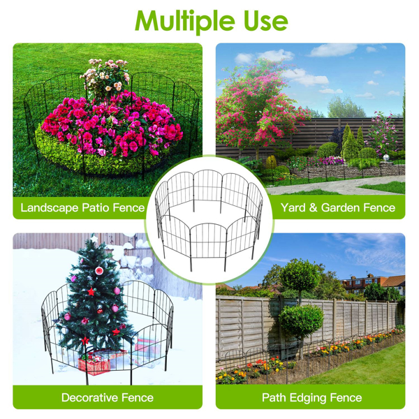 Decorative Garden Fence Fencing 10 Pack, 12.59” Width 23.93” Length Rustproof Metal Wire Panel Border Animal Barrier for Flower Edging for Yard Landscape Patio Outdoor Decor（No shipments on weekends）