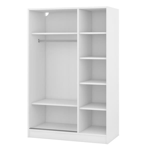 3-Door Shutter Wardrobe with shelves, White