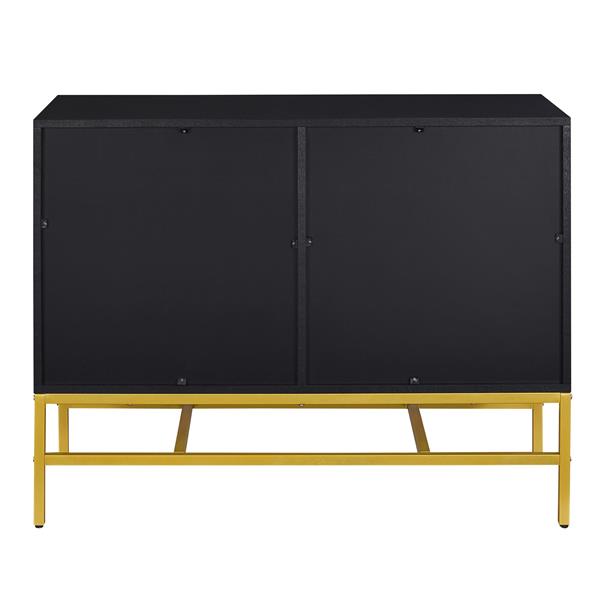 Minimalist & Luxury Cabinet Two Door Sideboard with Gold Metal Legs for Living Room, Dining Room (Black)