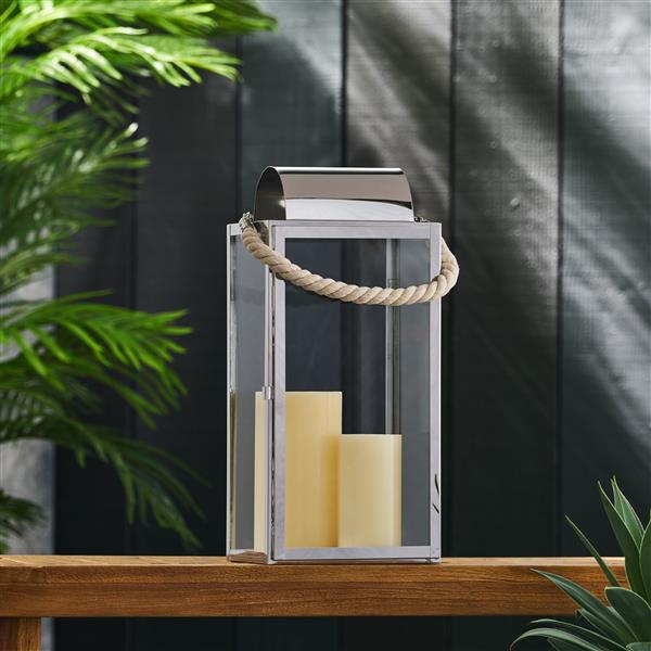 19"H STAINLESS STEEL LANTERN