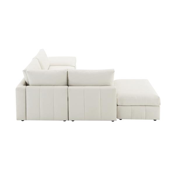 [VIDEO provided][New]93"Modern Sectional Sofa with Vertical Stripes,5-Seat Armless Couch Set with Convertible Ottomans,Various Combinations,L-Shape Indoor Furniture for Living Room,Apartment, 2 Colors