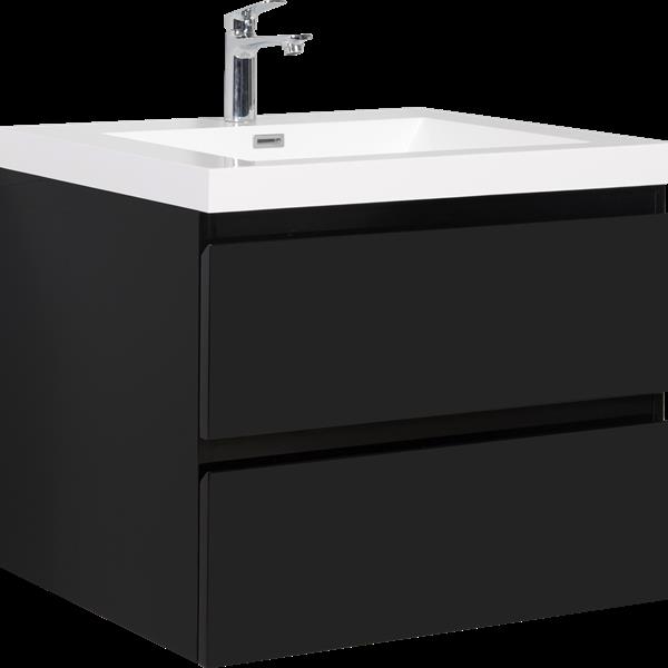 30" Floating Bathroom Vanity with Sink, Modern Wall-Mounted Bathroom Storage Vanity Cabinet with Resin Top Basin and Soft Close Drawers, Glossy Black 24V11-30GB