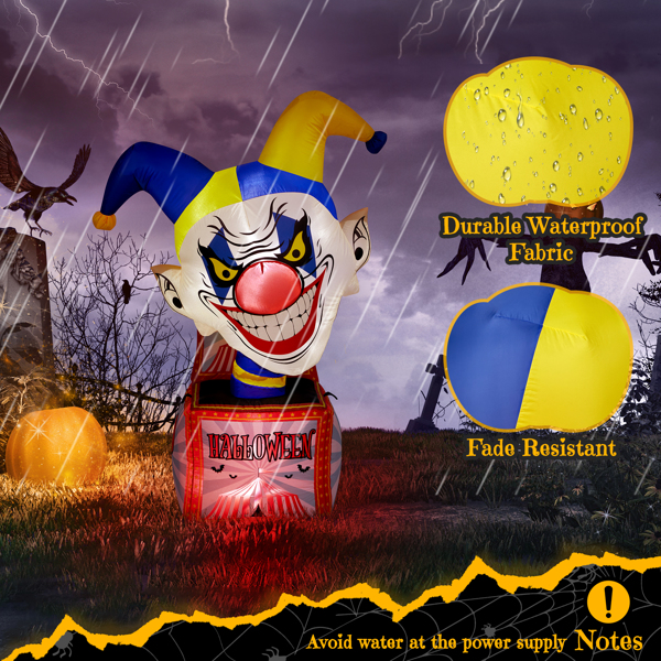 3.9 FT Halloween Inflatable Circus Clown Box Outdoor Decorations, Scary Blow up Yard Decor with Built-in LED Lights for Holiday Party Yard Lawn Garden Decor Indoor Outdoor